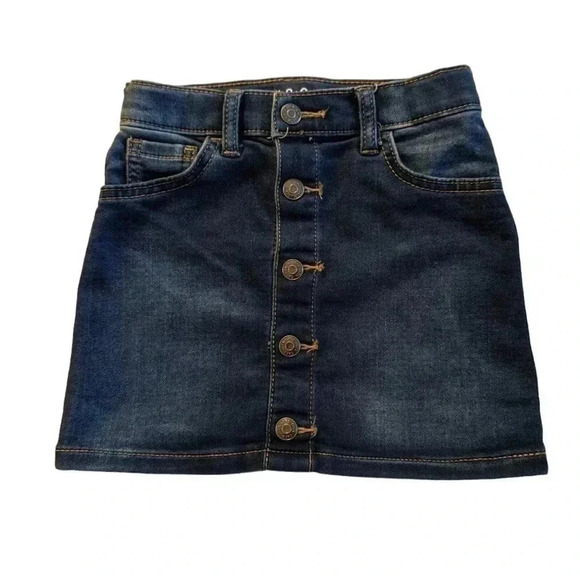 Cat and Jack Button Down Stretch Dark Wash Blue Girls Denim Jeans Skirt SZ 4T - Picture 1 of 3